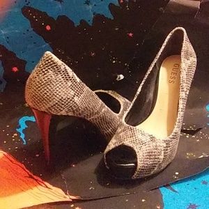Faux Lizard Skin Platform Heels